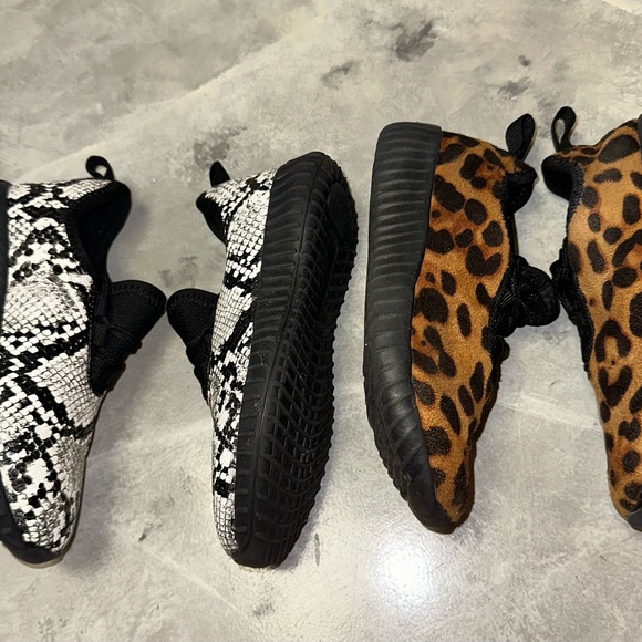 Little Girls Sneakers Size 9 Leopard Print And Snakeskin - Picture 3 of 7